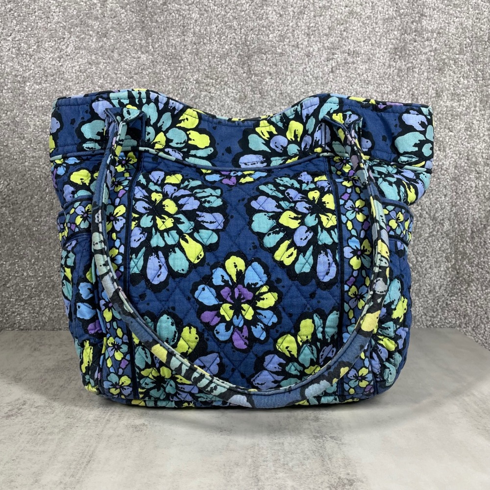 Vera Bradley Shoulder Bag Floral Quilted Bag Night and Day Blue